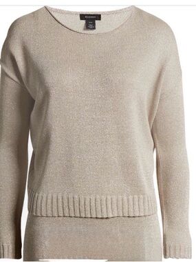 New! Halogen Nordstrom Metallic Cream Crewneck Sweater